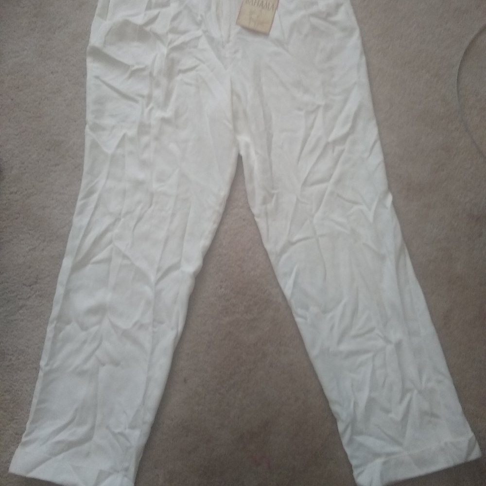 NWT Tommy Bahama cream trousers 100% silk
